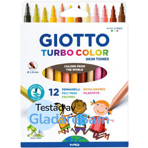 Giotto Turbo Color Skintones Tuschpennor 12-pack, Flerfärgad